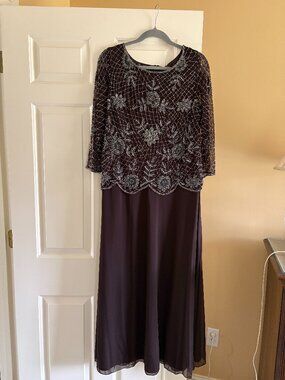 Pisarro Nights Embellished Mock Two Piece Gown 14  NWOT